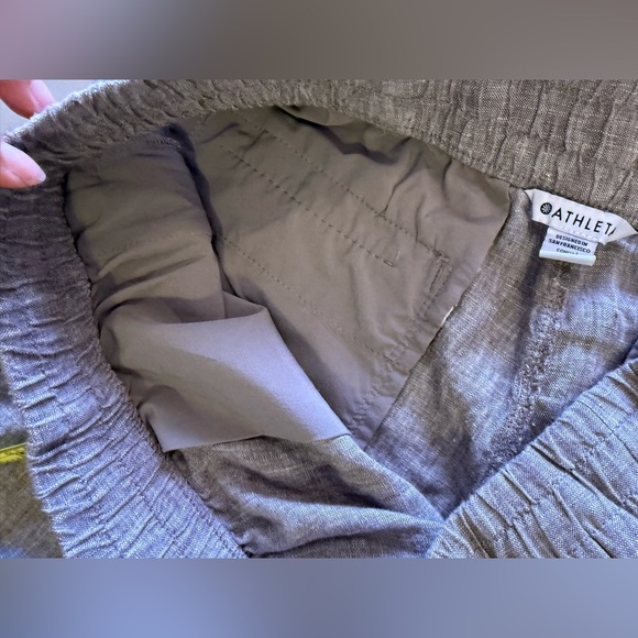 Athleta tall gray pants linen elastic waist and  foot 4 pockets tie size L - Picture 5 of 16